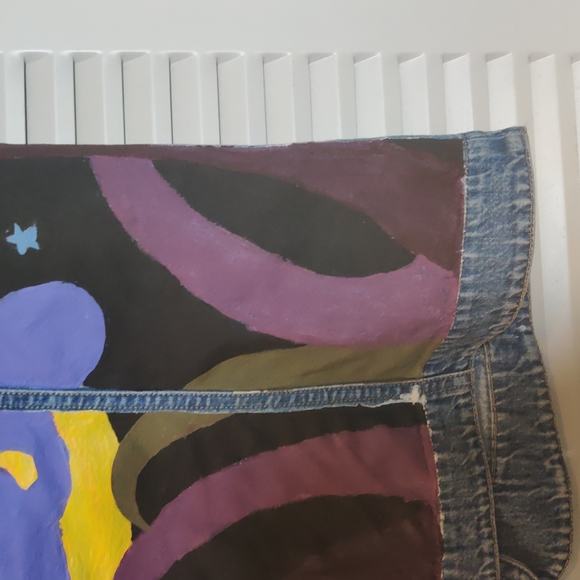 Crazy Horse Pokemon Oddish Denim Vest Jewel Tones Medium Hand Painted - Picture 5 of 16